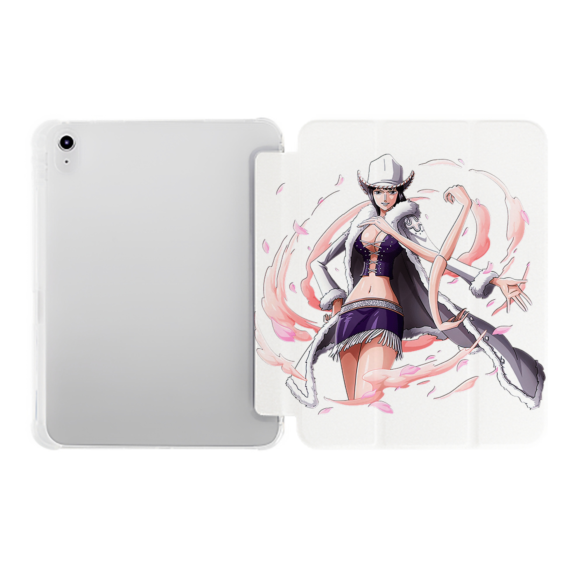 （画像用） ワンピース ニコ・ロビン ONE PIECE Nico Robin IPad ケース ペン収納付き 三つ折りスタンド PUレザー×シリコン 対応機種9.5/10.5/10.9インチ